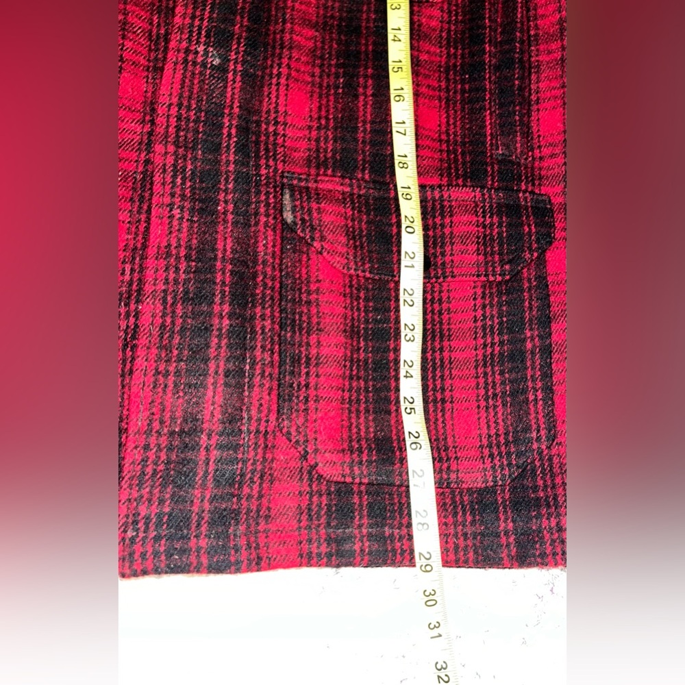 WOOLRICH Vintage Classic Red Plaid Wool Coat sz L - Picture 11 of 13